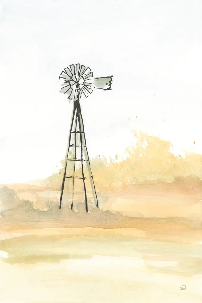 Windmill Landscape III by Chris Paschke. SKU 76900h. Archival Giclee Fine art print for wall decor.