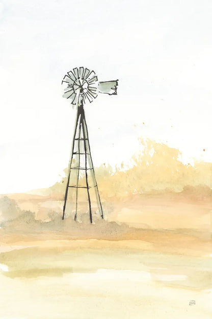 Windmill Landscape III by Chris Paschke. SKU 76900h. Archival Giclee Fine art print for wall decor.