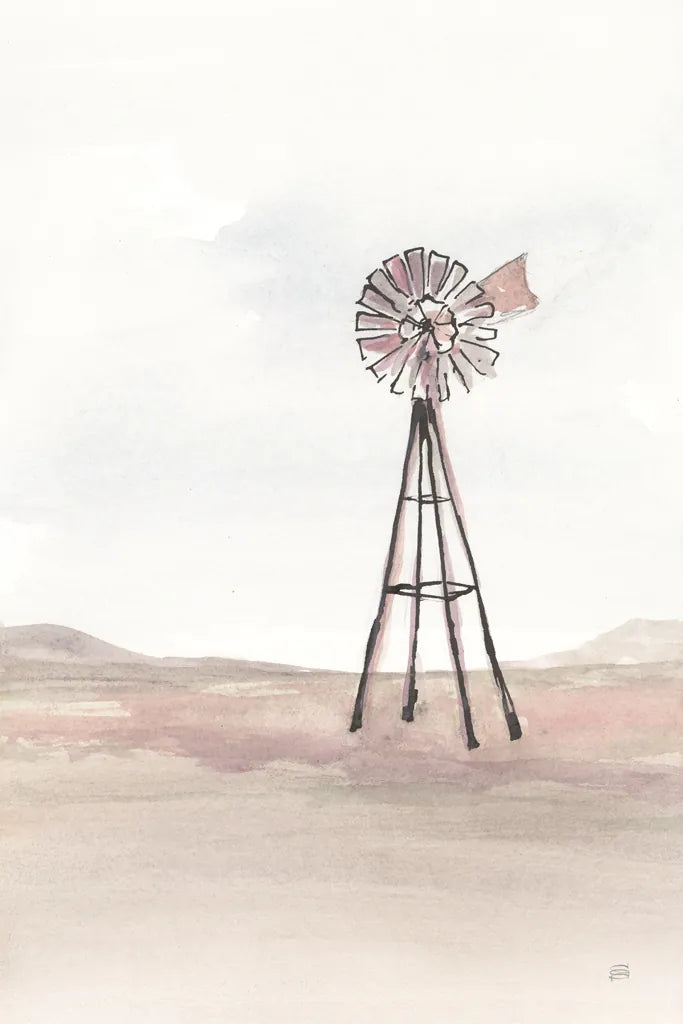 Windmill Landscape IV by Chris Paschke. SKU 76901h. Archival Giclee Fine art print for wall decor.