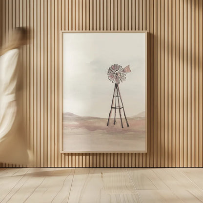 Windmill Landscape IV by Chris Paschke. shown as over sized large wall art. Available as an archival giclee rolled canvas, fine art paper, or poster print. SKU 76901h.