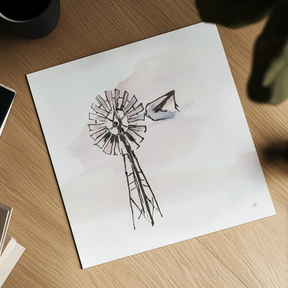 Windmill V by Chris Paschke. Shown as a detailed flat fine art print, highlighting archival giclee quality. Available as an archival giclee rolled canvas, fine art paper, or poster print. SKU 76344a.