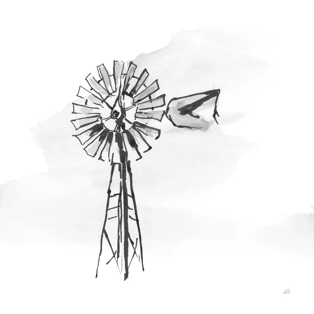Windmill V BW by Chris Paschke. SKU 79224a. Archival Giclee Fine art print for wall decor.