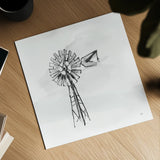 Windmill V BW by Chris Paschke. Shown as a detailed flat fine art print, highlighting archival giclee quality. Available as an archival giclee rolled canvas, fine art paper, or poster print. SKU 79224a.