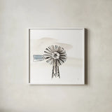 Windmill VI by Chris Paschke. Shown in a crisp white glass frame for a clean and minimalist style. Available as an archival giclee rolled canvas, fine art paper, or poster print. SKU 76345a.