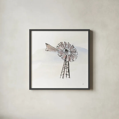 Windmill VII by Chris Paschke. Shown in a sleek black glass frame for a contemporary gallery look. Available as an archival giclee rolled canvas, fine art paper, or poster print. SKU 76346a.