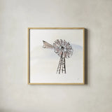 Windmill VII by Chris Paschke. Shown in a natural wood glass frame for a timeless modern aesthetic. Available as an archival giclee rolled canvas, fine art paper, or poster print. SKU 76346a.