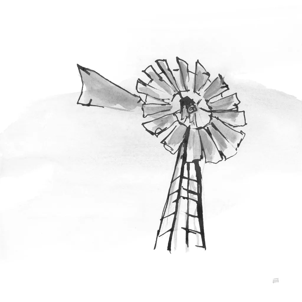 Windmill VII BW by Chris Paschke. SKU 79226a. Archival Giclee Fine art print for wall decor.