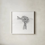 Windmill VII BW by Chris Paschke. Shown in a crisp white glass frame for a clean and minimalist style. Available as an archival giclee rolled canvas, fine art paper, or poster print. SKU 79226a.