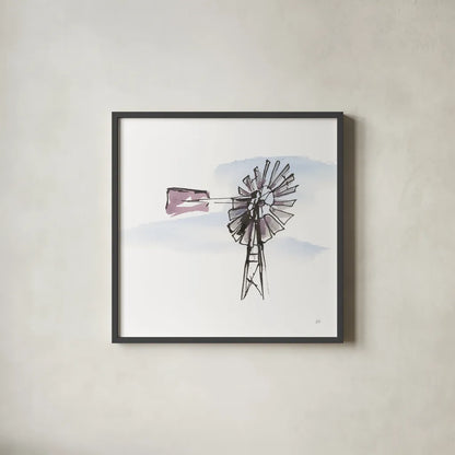 Windmill VIII by Chris Paschke. Shown in a sleek black glass frame for a contemporary gallery look. Available as an archival giclee rolled canvas, fine art paper, or poster print. SKU 76347a.