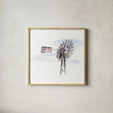 Windmill VIII by Chris Paschke. Shown in a natural wood glass frame for a timeless modern aesthetic. Available as an archival giclee rolled canvas, fine art paper, or poster print. SKU 76347a.