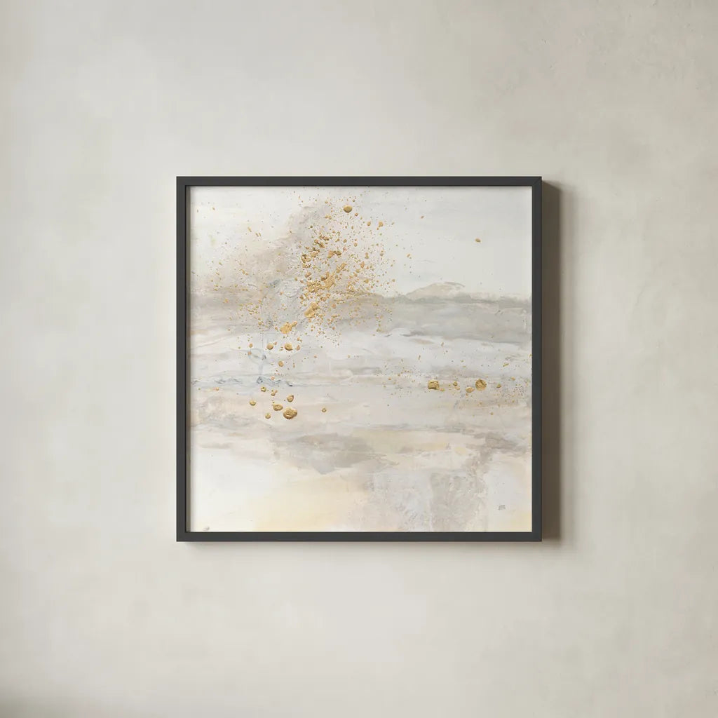 Winter Gold I by Chris Paschke. Shown in a sleek black glass frame for a contemporary gallery look. Available as an archival giclee rolled canvas, fine art paper, or poster print. SKU 71895a.