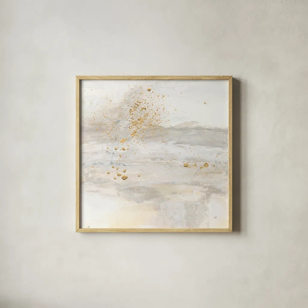 Winter Gold I by Chris Paschke. Shown in a natural wood glass frame for a timeless modern aesthetic. Available as an archival giclee rolled canvas, fine art paper, or poster print. SKU 71895a.