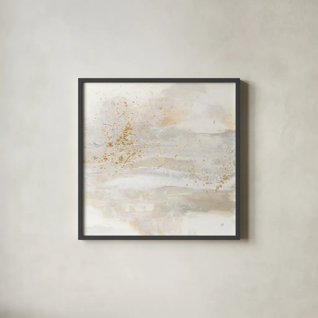 Winter Gold II by Chris Paschke. Shown in a sleek black glass frame for a contemporary gallery look. Available as an archival giclee rolled canvas, fine art paper, or poster print. SKU 71896a.