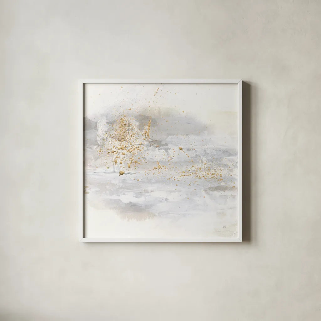 Winter Gold IV by Chris Paschke. Shown in a crisp white glass frame for a clean and minimalist style. Available as an archival giclee rolled canvas, fine art paper, or poster print. SKU 71898a.