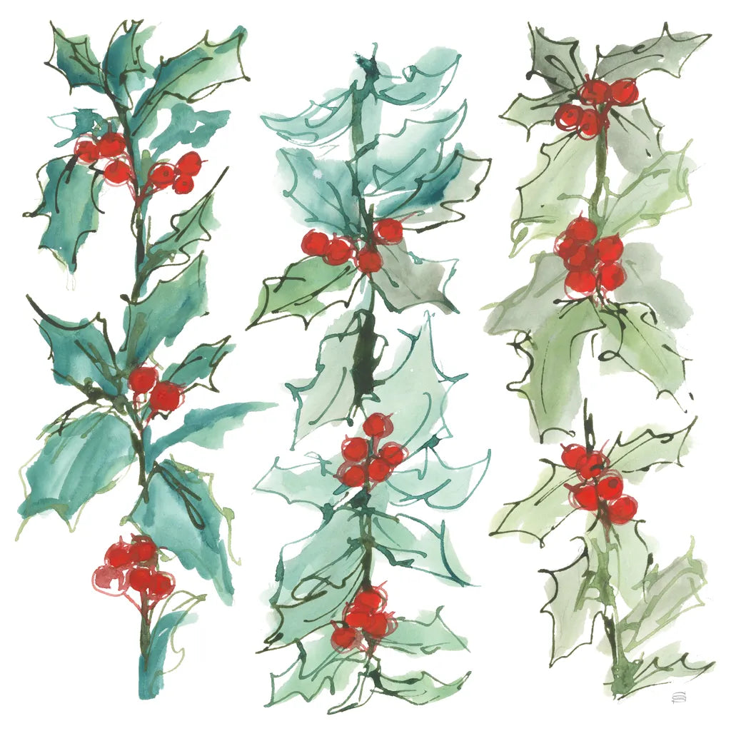 Winter Green Holly II by Chris Paschke. SKU 83117a. Archival Giclee Fine art print for wall decor.