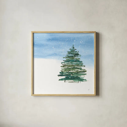 Winter Green I by Chris Paschke. Shown in a natural wood glass frame for a timeless modern aesthetic. Available as an archival giclee rolled canvas, fine art paper, or poster print. SKU 83113a.