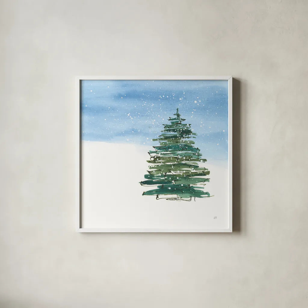 Winter Green I by Chris Paschke. Shown in a crisp white glass frame for a clean and minimalist style. Available as an archival giclee rolled canvas, fine art paper, or poster print. SKU 83113a.