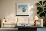 Winter Green I by Chris Paschke. Displayed in a glass frame with matte in a clean modern living room. Available as an archival giclee rolled canvas, fine art paper, or poster print. SKU 83113a.