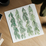 Winter Green Mistletoe II by Chris Paschke. Shown as a detailed flat fine art print, highlighting archival giclee quality. Available as an archival giclee rolled canvas, fine art paper, or poster print. SKU 83115a.