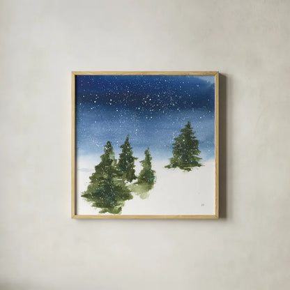 Winter Snow I by Chris Paschke. Shown in a natural wood glass frame for a timeless modern aesthetic. Available as an archival giclee rolled canvas, fine art paper, or poster print. SKU 83587a.