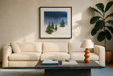 Winter Snow I by Chris Paschke. Displayed in a glass frame with matte in a clean modern living room. Available as an archival giclee rolled canvas, fine art paper, or poster print. SKU 83587a.