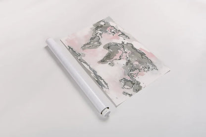 World Map Blush by Chris Paschke. shown as a rolled paper print. Available as archival giclee rolled canvas, fine art paper, or poster print. SKU 53227i.