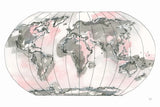 World Map Blush v2 by Chris Paschke. SKU 53933i. Archival Giclee Fine art print for wall decor.