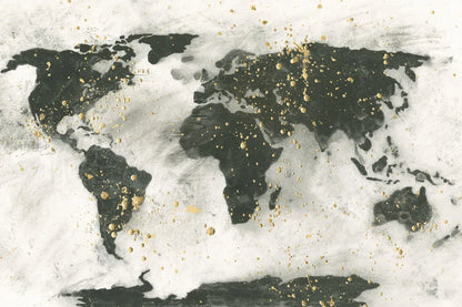 World Map Gold Speckle by Chris Paschke. SKU 53226i. Archival Giclee Fine art print for wall decor.
