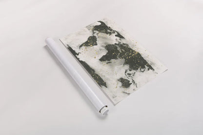 World Map Gold Speckle by Chris Paschke. shown as a rolled paper print. Available as archival giclee rolled canvas, fine art paper, or poster print. SKU 53226i.