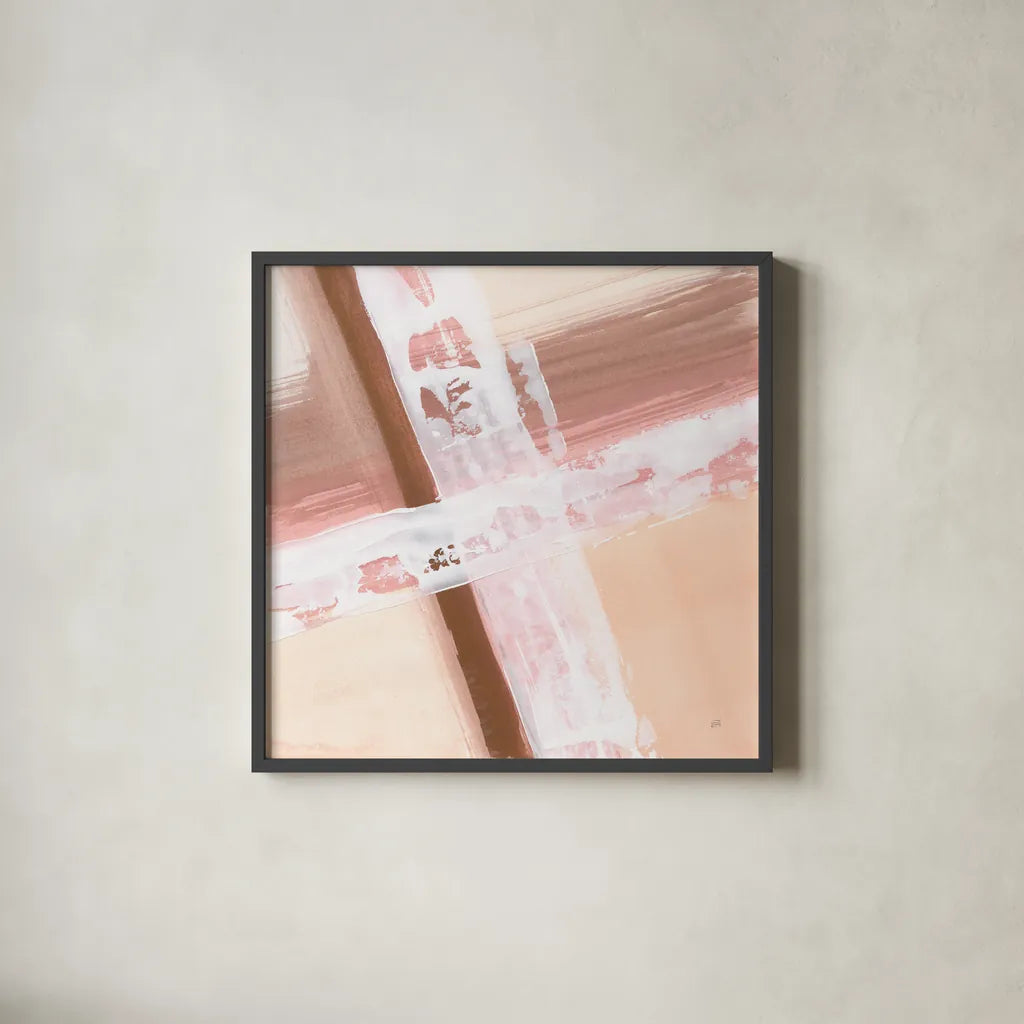 Woven V by Chris Paschke. Shown in a sleek black glass frame for a contemporary gallery look. Available as an archival giclee rolled canvas, fine art paper, or poster print. SKU 82449a.