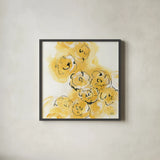 Yellow Roses Anew II v.2 by Chris Paschke. Shown in a sleek black glass frame for a contemporary gallery look. Available as an archival giclee rolled canvas, fine art paper, or poster print. SKU 22565a.