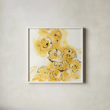Yellow Roses Anew II v.2 by Chris Paschke. Shown in a crisp white glass frame for a clean and minimalist style. Available as an archival giclee rolled canvas, fine art paper, or poster print. SKU 22565a.