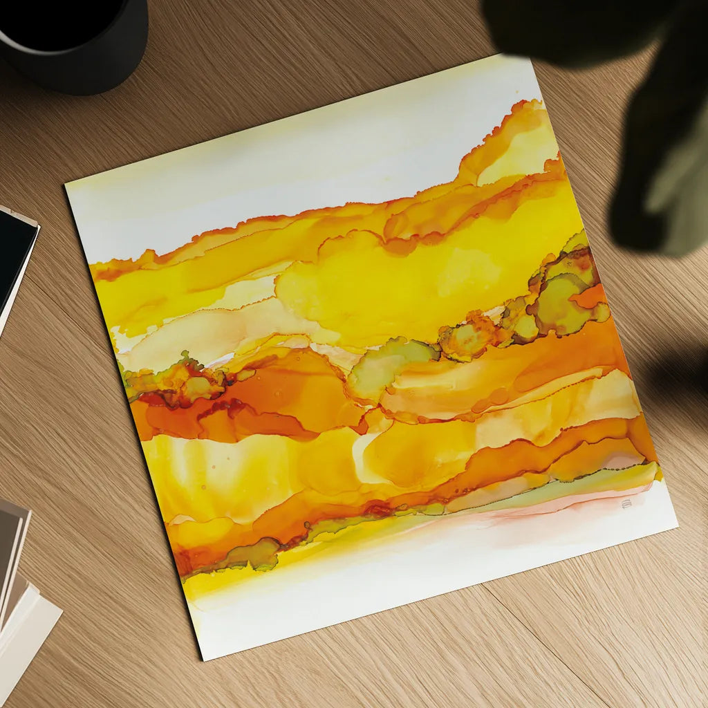 Yellowscape II by Chris Paschke. Shown as a detailed flat fine art print, highlighting archival giclee quality. Available as an archival giclee rolled canvas, fine art paper, or poster print. SKU 66755a.