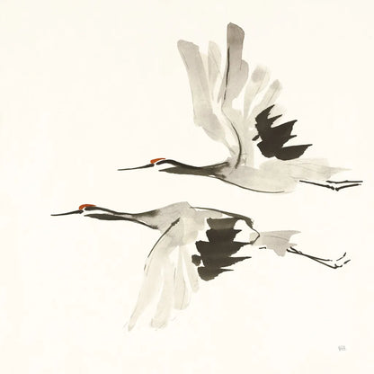 Zen Cranes I Warm by Chris Paschke. SKU 51744a. Archival Giclee Fine art print for wall decor.