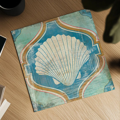 Bohemian Sea Tiles II by Cleonique Hilsaca. Shown as a detailed flat fine art print, highlighting archival giclee quality. Available as an archival giclee rolled canvas, fine art paper, or poster print. SKU 22935a.