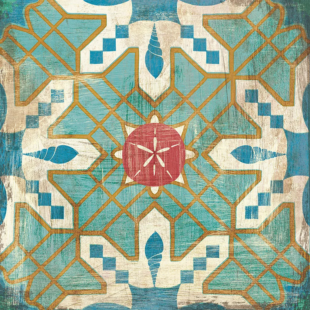 Bohemian Sea Tiles III by Cleonique Hilsaca. SKU 22936a. Archival Giclee Fine art print for wall decor.