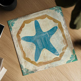 Bohemian Sea Tiles IX by Cleonique Hilsaca. Shown as a detailed flat fine art print, highlighting archival giclee quality. Available as an archival giclee rolled canvas, fine art paper, or poster print. SKU 22942a.
