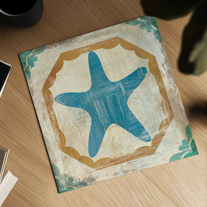 Bohemian Sea Tiles IX by Cleonique Hilsaca. Shown as a detailed flat fine art print, highlighting archival giclee quality. Available as an archival giclee rolled canvas, fine art paper, or poster print. SKU 22942a.