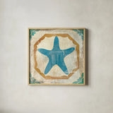 Bohemian Sea Tiles IX by Cleonique Hilsaca. Shown in a natural wood glass frame for a timeless modern aesthetic. Available as an archival giclee rolled canvas, fine art paper, or poster print. SKU 22942a.
