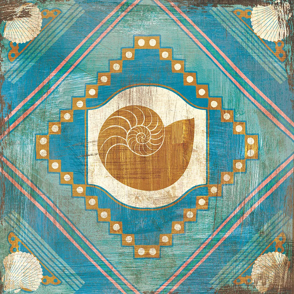 Bohemian Sea Tiles V by Cleonique Hilsaca. SKU 22938a. Archival Giclee Fine art print for wall decor.