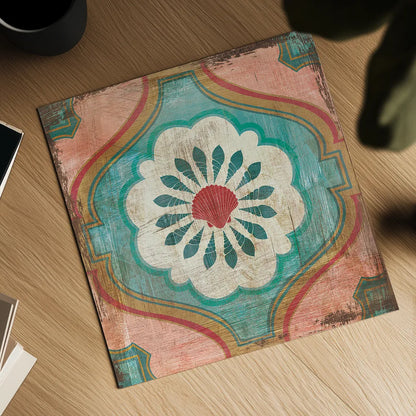 Bohemian Sea Tiles VIII by Cleonique Hilsaca. Shown as a detailed flat fine art print, highlighting archival giclee quality. Available as an archival giclee rolled canvas, fine art paper, or poster print. SKU 22941a.