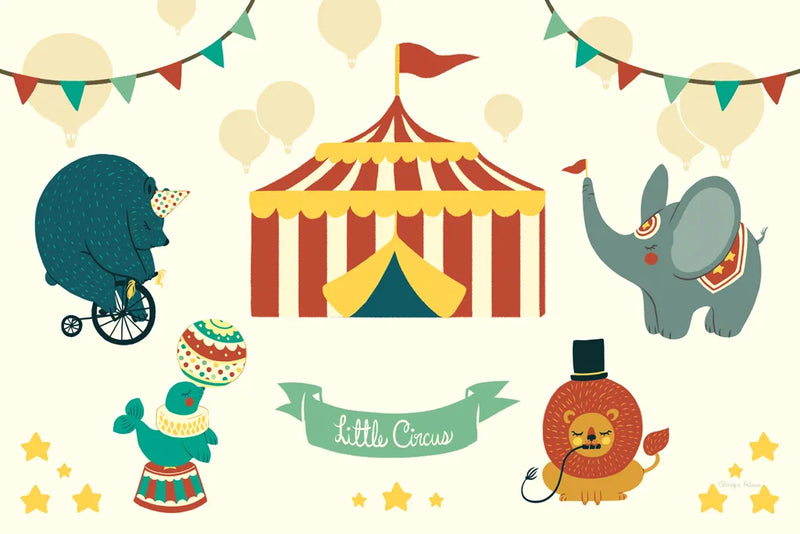 Little Circus by Cleonique Hilsaca. SKU 38556i. Archival Giclee Fine art print for wall decor.