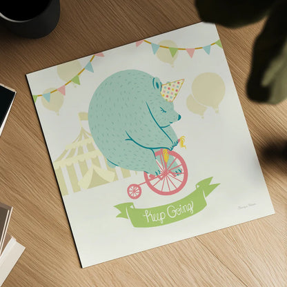 Little Circus Bear Pastel by Cleonique Hilsaca. Shown as a detailed flat fine art print, highlighting archival giclee quality. Available as an archival giclee rolled canvas, fine art paper, or poster print. SKU 23928a.