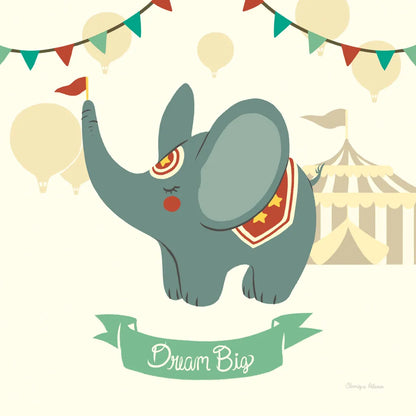 Little Circus Elephant by Cleonique Hilsaca. SKU 17729a. Archival Giclee Fine art print for wall decor.