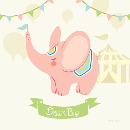 Little Circus Elephant Pastel by Cleonique Hilsaca. SKU 23929a. Archival Giclee Fine art print for wall decor.