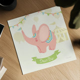 Little Circus Elephant Pastel by Cleonique Hilsaca. Shown as a detailed flat fine art print, highlighting archival giclee quality. Available as an archival giclee rolled canvas, fine art paper, or poster print. SKU 23929a.