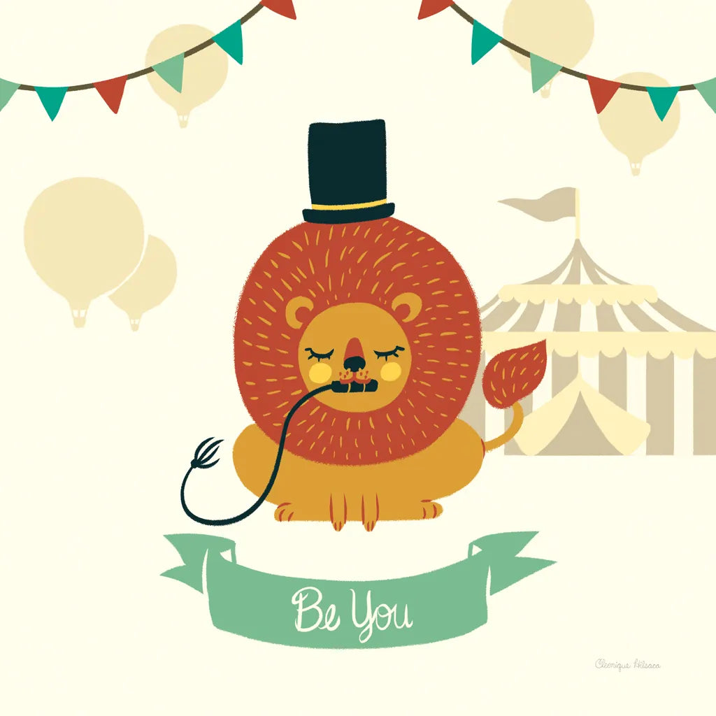 Little Circus Lion by Cleonique Hilsaca. SKU 30806a. Archival Giclee Fine art print for wall decor.