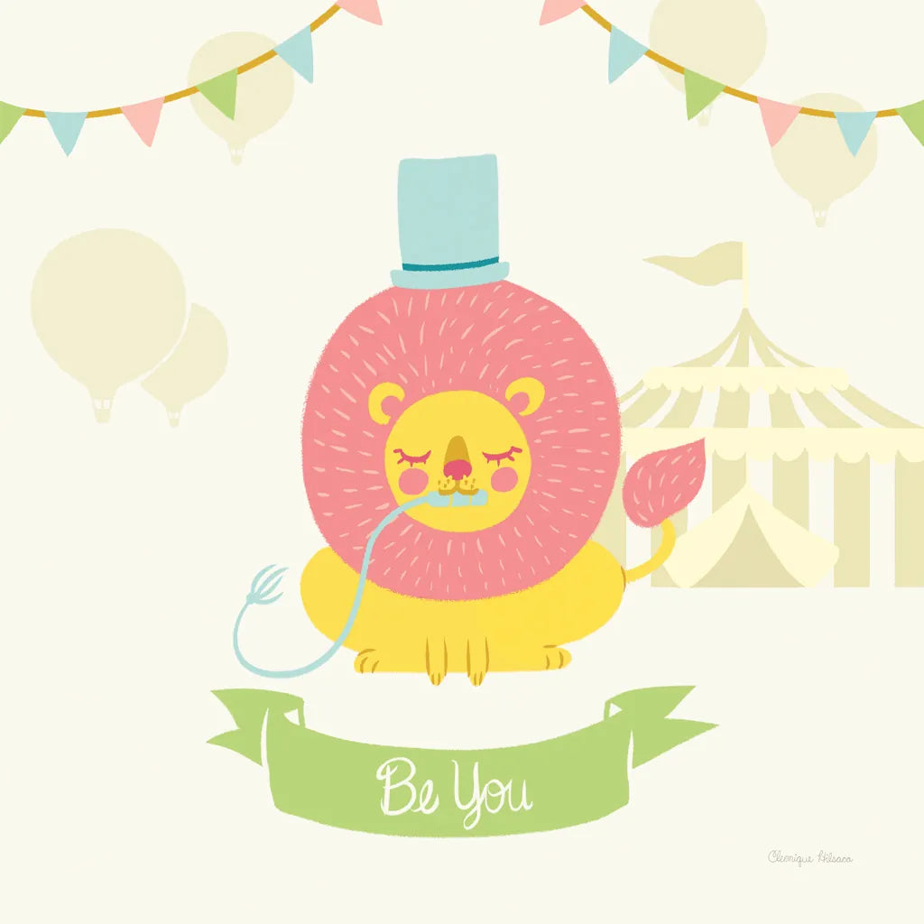 Little Circus Lion Pastel by Cleonique Hilsaca. SKU 23931a. Archival Giclee Fine art print for wall decor.