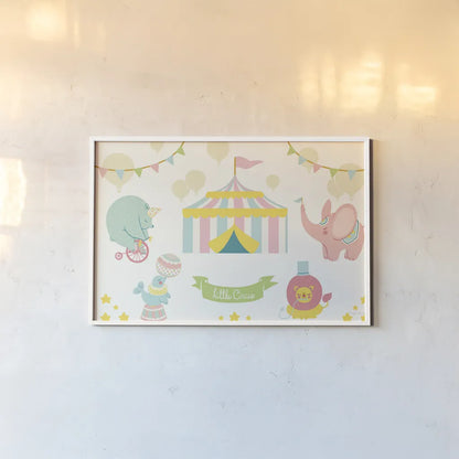 Little Circus Pastel by Cleonique Hilsaca. shown as a paper print in a white frame. Available as a archival giclee rolled canvas, fine art paper, or poster print. SKU 31576i.