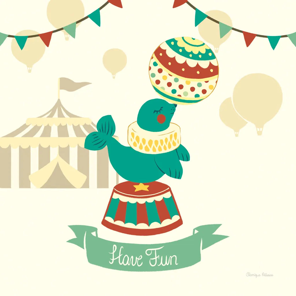 Little Circus Seal by Cleonique Hilsaca. SKU 17730a. Archival Giclee Fine art print for wall decor.